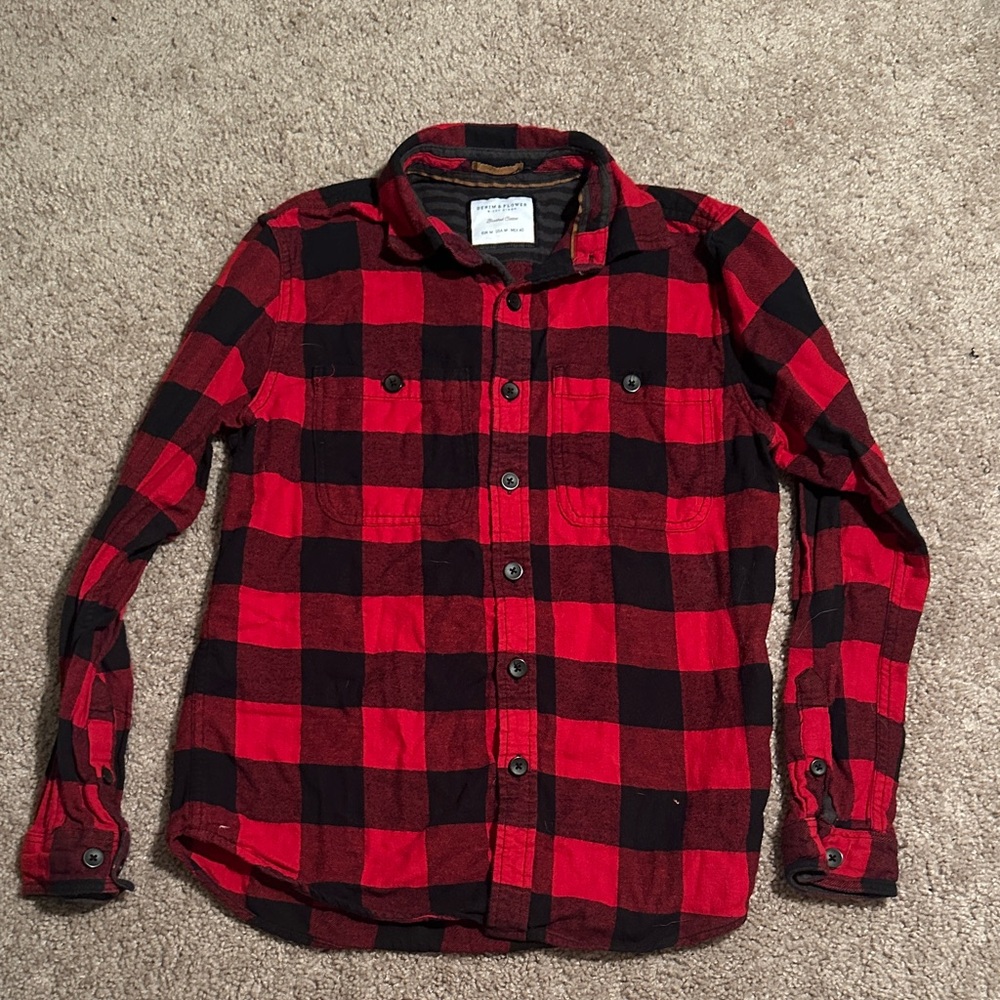 Denim & Flower Red and Black Checkered Men's Shirt